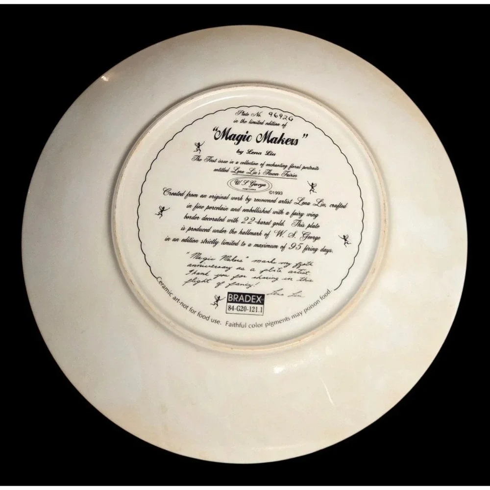 Set Of 2 W.L. George Collectors Plates By Lena Liu Floral Gold Accents 8